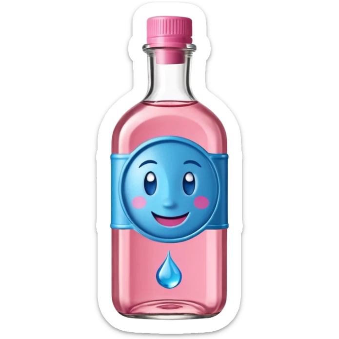 Smiling bottle of oil blue top pink outside with logo that says diddy oil sticker