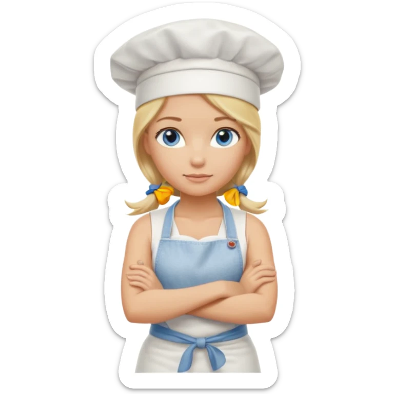 Sexy Full body  pretty
Long Blonde hair blue eyed female chef arms folded wearing tank top and denim shorts and chef hat arms folded sticker