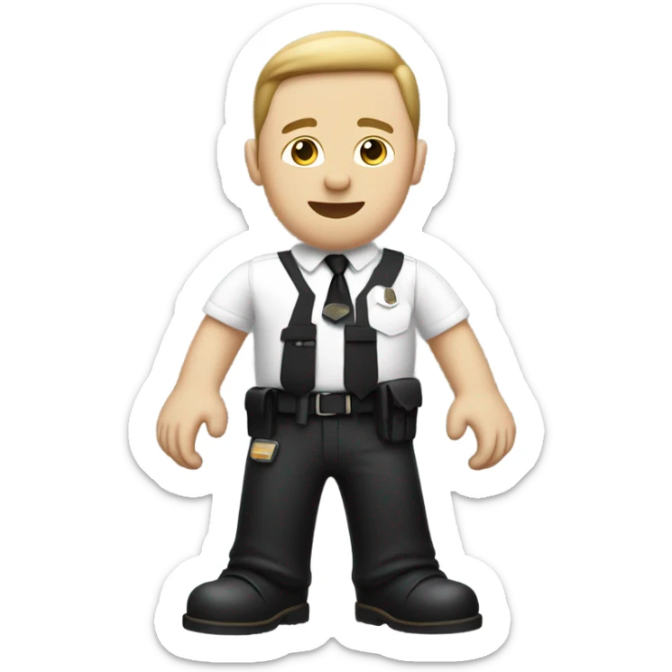 Security agent, white shirt and black pants. and vest. CREAM skin. RAISED HAND TO WAVE. sticker