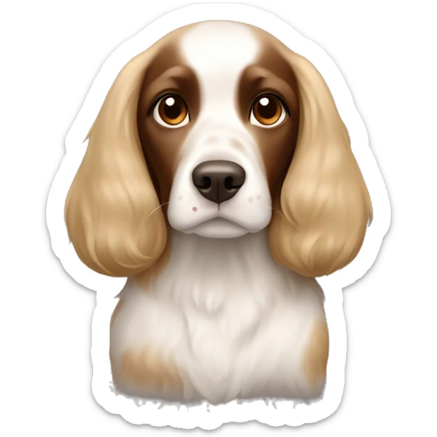 The dog is a brown-piebald Russian spaniel in the arms of a blonde girl sticker