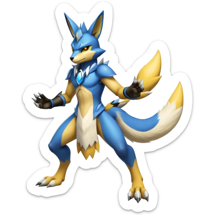 Shiny Epic Handsome Badass Lucario-Renamon-Zeraora-hybrid (Full body) sticker