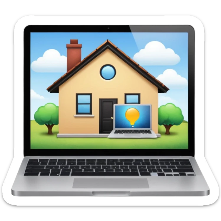 3rd emoji, but I want a blob to be inside thethat house, working in mac laptop, which is seen from window sticker