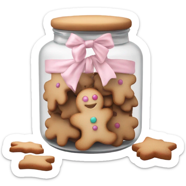 light pink cookie jar with gingerbread cookies sticker