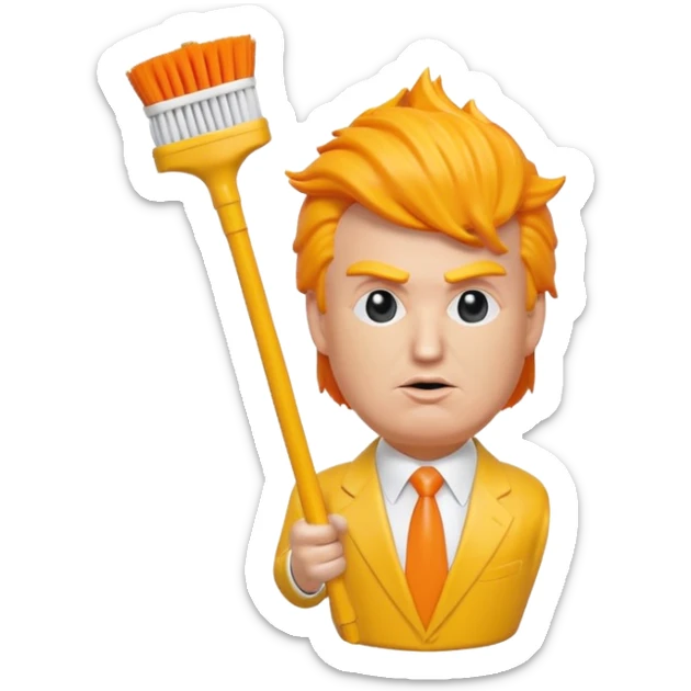 a toilet brush in the shape of donald trump sticker