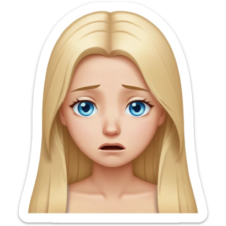 beautiful white girl with long straight blonde hair und blue eyes crying sticker