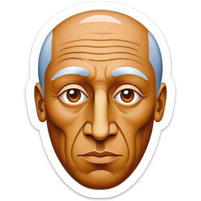 Cinematic Realistic Pablo Picasso Portrait Emoji, depicted as a visionary artist with abstract expressive features and a creative aura, rendered with rich textures and dynamic artistic lighting that captures his revolutionary spirit. sticker