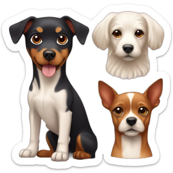 a dog of the zwergpinscher breed and a fluffy dog of the Maltese breed sticker