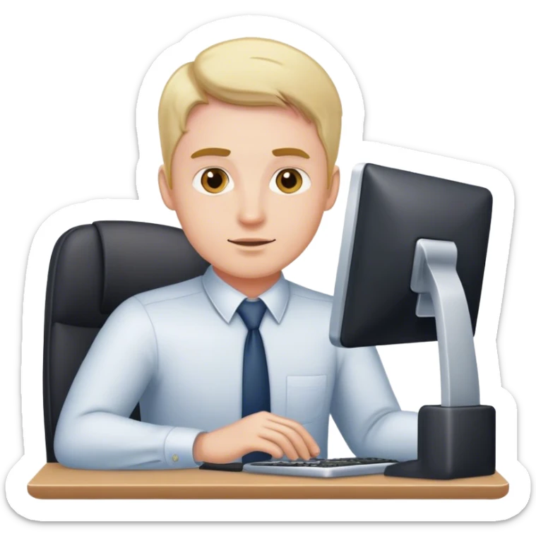 The scene where the male protagonist Mark in Life Cutting works in the office sticker