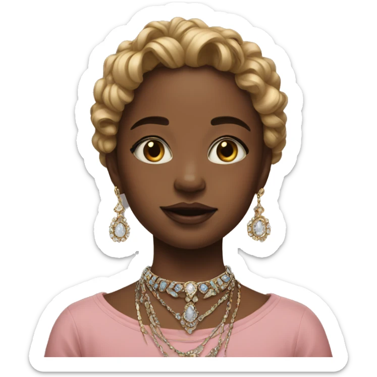 portrait of a girl with jewelry as🥺 sticker