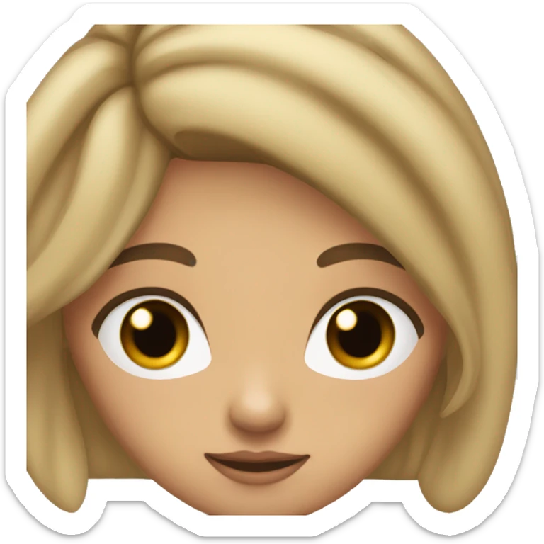 Girl with tan kin and has brown eyes with brown blondish hair and bushy eyebrows sticker