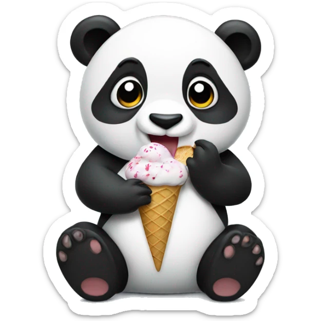 Panda eating ice cream sticker