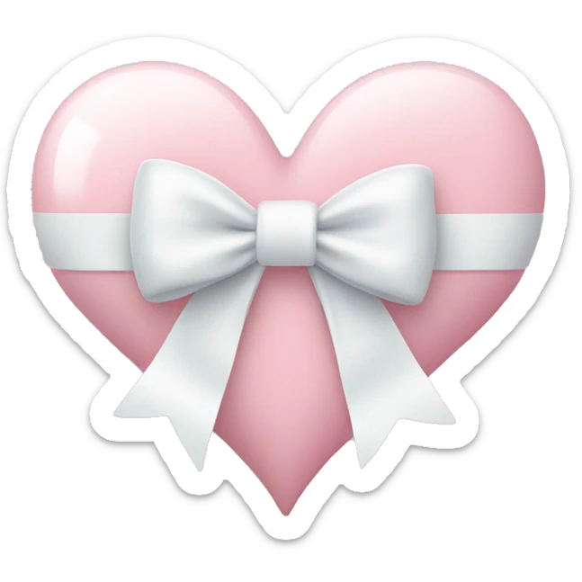 Pastel pink heart with white bow sticker