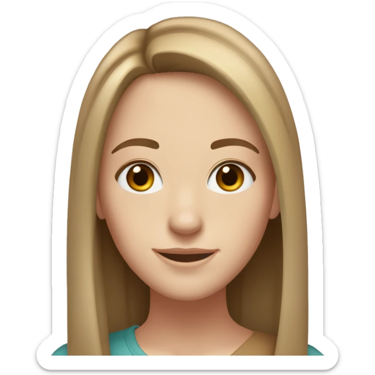 white girl with hazel eyes and brown straight medium hair and freckles smiling  sticker