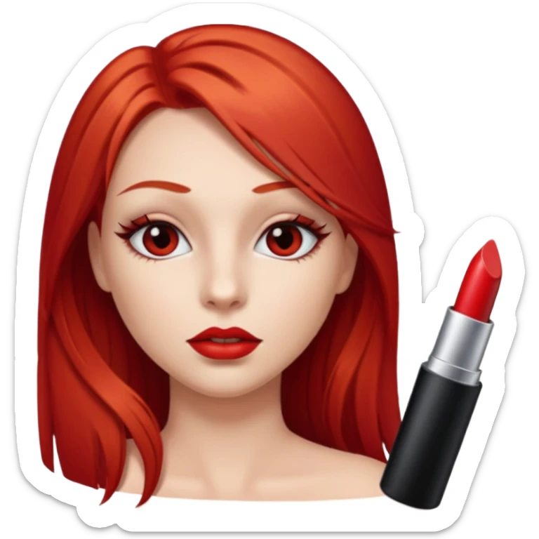 una chica con los labios y los ojos maquillados, de piel blanca con el pelo liso y largo y pelirrojo sticker