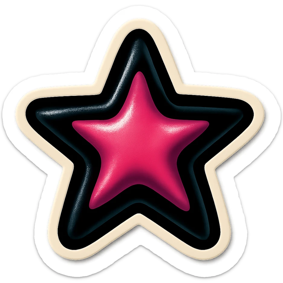 black and pink star, bold and playful, vintage sticker look sticker