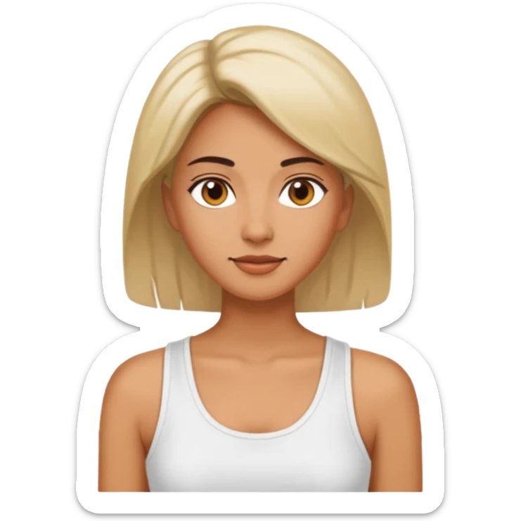 Adult woman, wearing a sleeveless tank top, potrait
 sticker