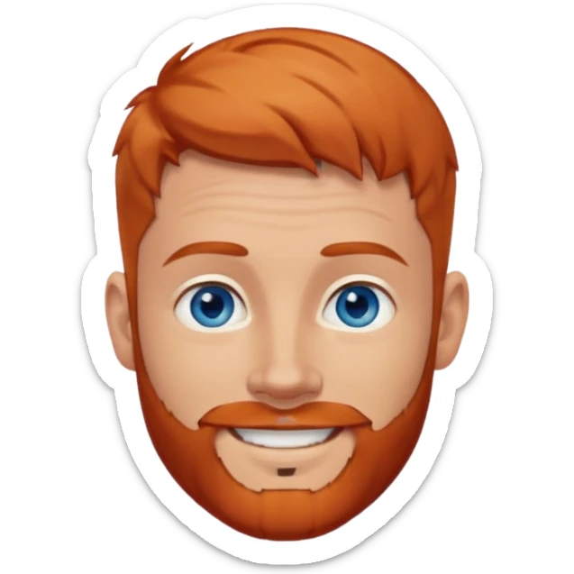 homme blanc, yeux bleu, cheveux court avec barbe rousse et boucle d'oreille sticker