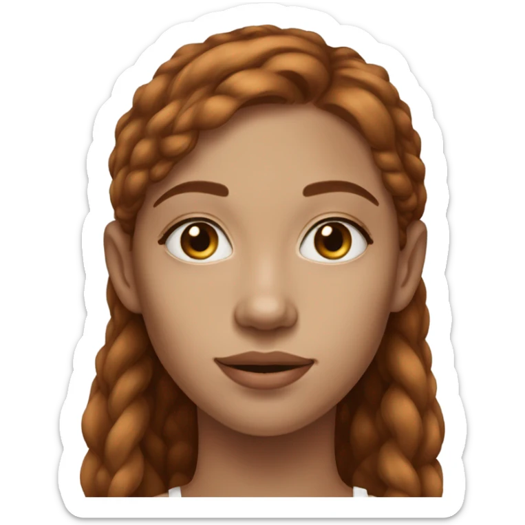Thin pale 20 year old woman with auburn hair and brown eyes with a gold nose ring and gold hoop earrings  sticker