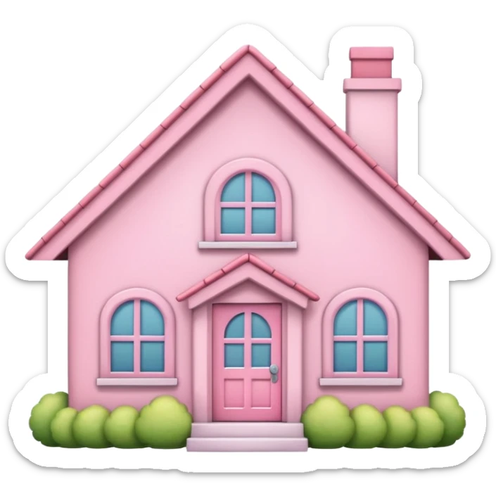Pretty pink cartoon house a little more realistic like an emoji style  sticker