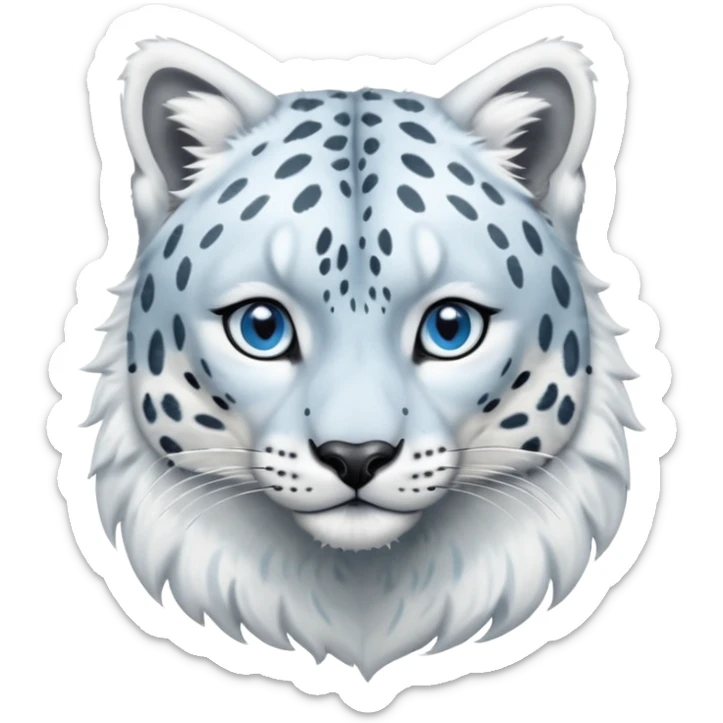 Shiny realistic feral wildlife lifelike elegant Snow-Leopard-Amaura-Arctic-Fox-fusion-hybrid, full body  sticker