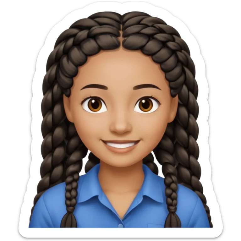 kenyan woman with long, black, braided hair in rows, brown eyes, pretty, round face, blond at tips of hair sticker