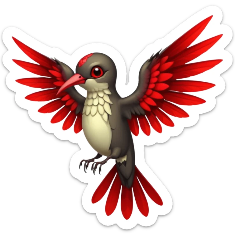 creppy demon like hummingbird with  creppy and very long wings  sticker
