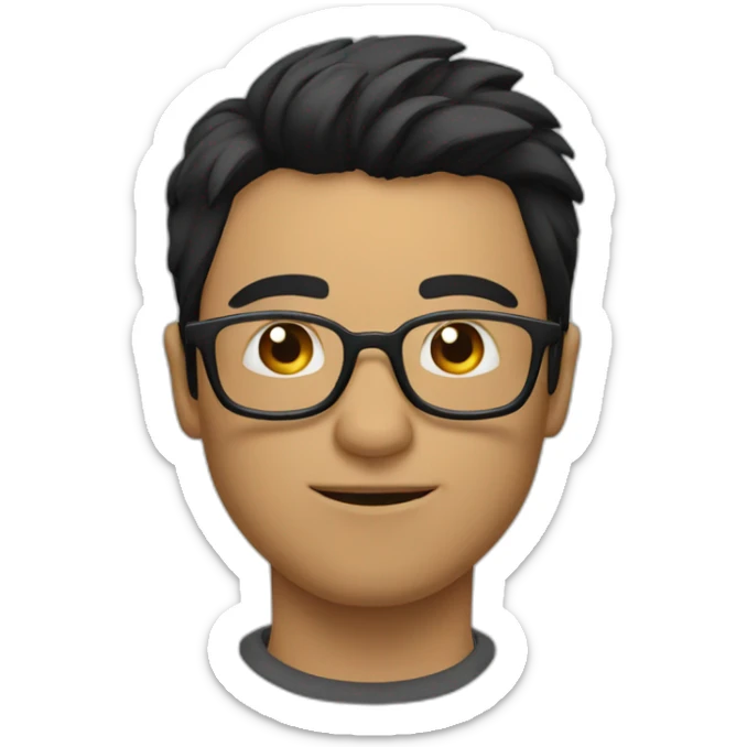 a man with black hair and glasses blowing a kiss sticker