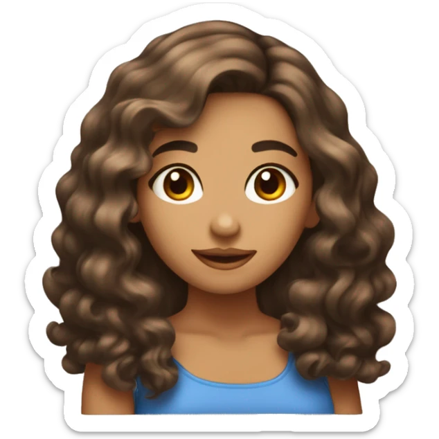 Paquete de emojis de una chica morena, cabello ondulado color marrón  sticker