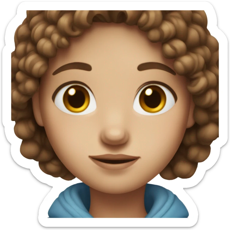 Girl with brown hair fair skin and blue eyes and freckles  sticker