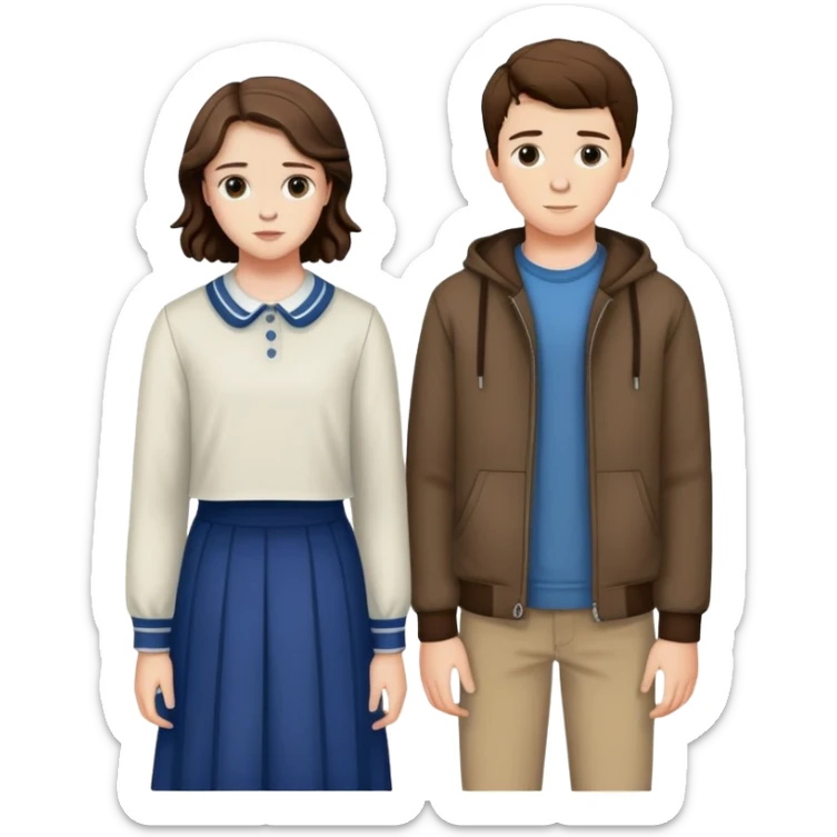 Hannah Baker and Clay Jensen together from 13 Reasons Why, teenage boy and girl standing side by side sticker