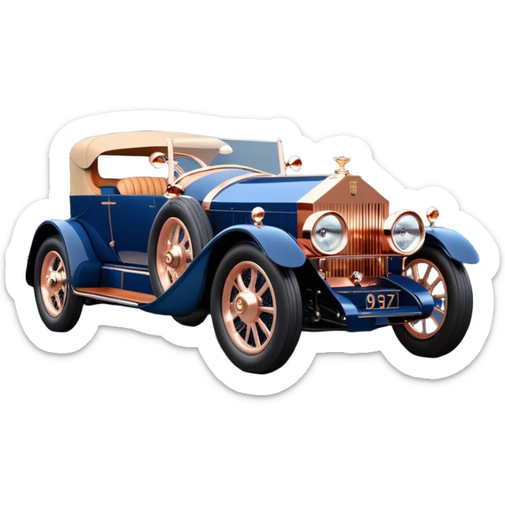 dark blue led lights hot rod nazi 1917 delicately inlaid rose gold and wood accents McDuck’s chauffeur driven Rolls Royce futuristic electric plasma motors and dynamos with wide racing wheels that are strong agility advanced suspension and steering sticker