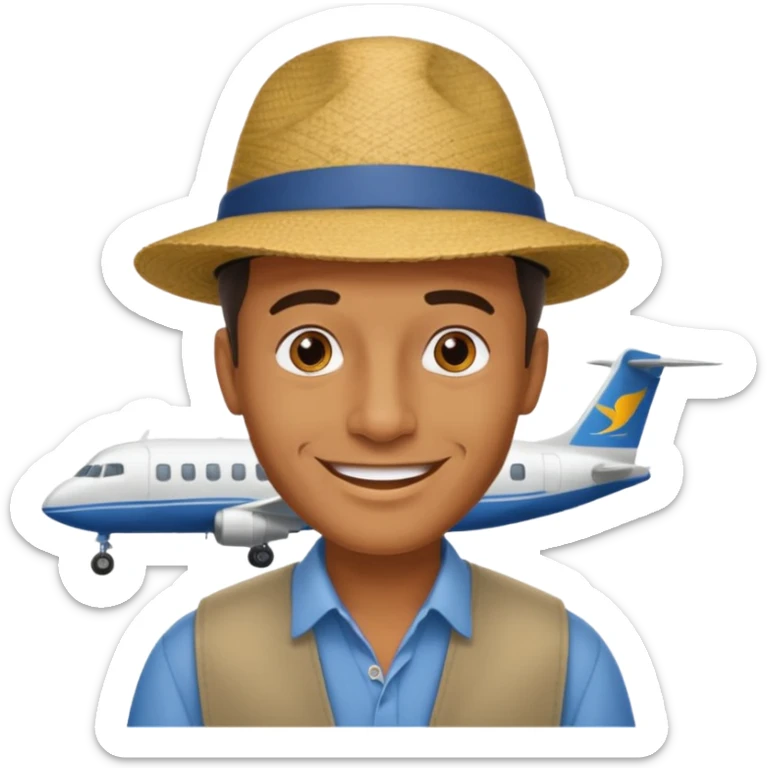 homme créole réunionnais avec chapeau arrive avion a gillot sticker