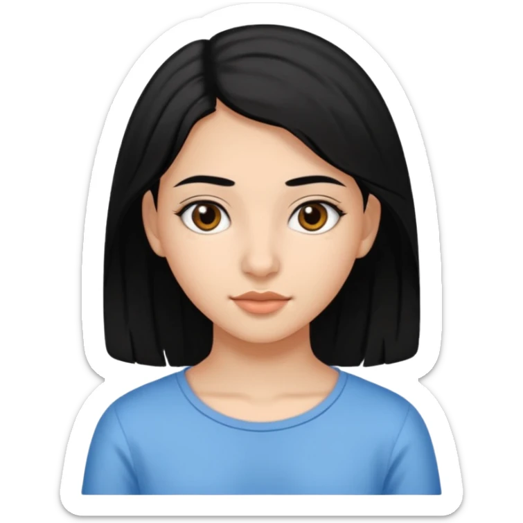 Fait une fille de 15 ans origine Tunisienne avec kes cheveux lisse noir sticker