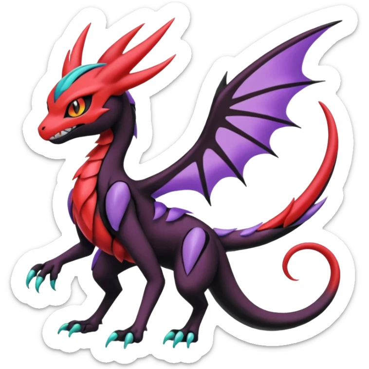 Colorful Cool Badass  Meloetta-Noibat-Noivern-Salandit-Guilmon-Darkrai-Pokémon-Fakémon-fusion-hybrid-creature sticker