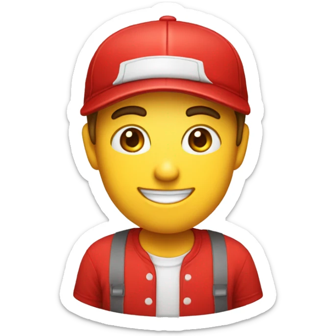 emoji of a shop employee wearing a red t-shirt and red cap with the "BEST MARKET" logo on it    sticker