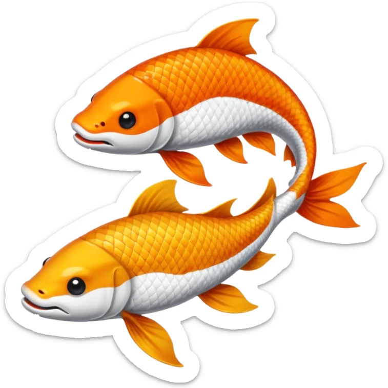 Creo dos pezes koi, como el Jim y el jam, una todo balcón y el otro todo de negro, de una perspectiva desde arriba. sticker