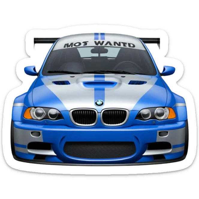 BMW M3 GT R E46 NEED FOR SPEED MOST WANTED'TAKI MAVI GÜMÜŞ resimdekini yap sticker