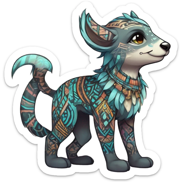 cute Kawaii edgy ethereal shy epic tribal fantasy animal fursona Fionbri creature by griffsnuff & LiLaiRa & Falvie with exotic colors with intricate patterns full body sticker