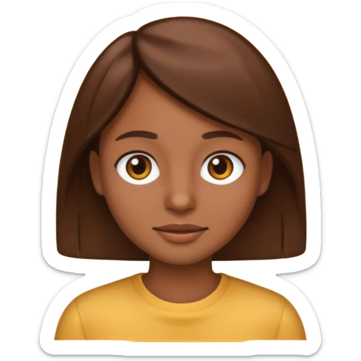 Create a emoji version of me with brown skin color, brown eyes and brown straight hair  sticker