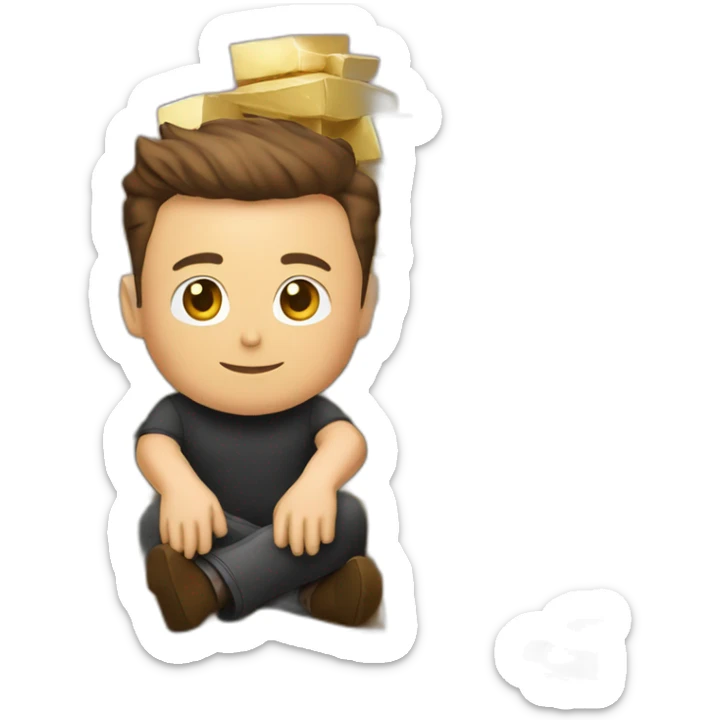 Elon musk sittin on top of a pile of gold bricks sticker