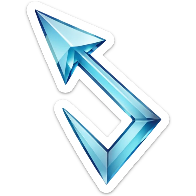 An upward arrow in the form of a crystal, with the caption "top" underneath it sticker