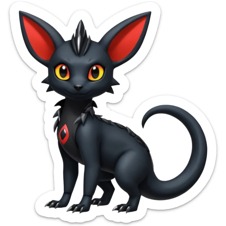 Shiny Dark Edgy Gothic Gloomy Futuristic Salandit-Umbreon-Noibat-Litten-Hybrid (Full body) sticker