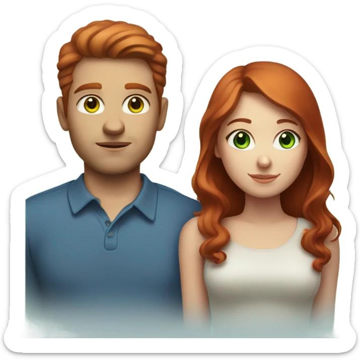 Red hair girl with green eyes girlfriend with brunette man with big blue eyes boyfriend sticker