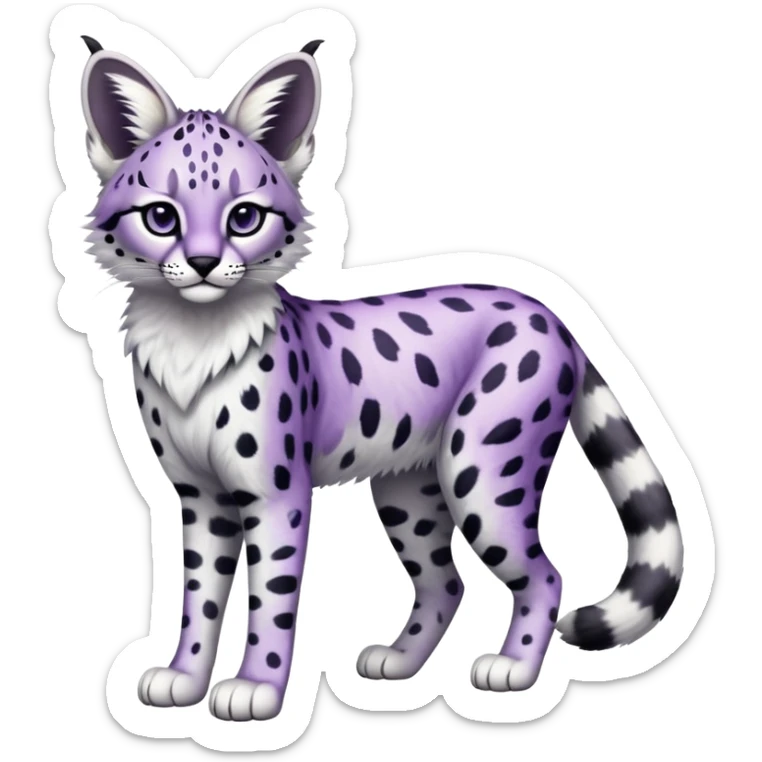 Epic Edgy Cute Black White Purple ethereal Serval-Snow-Leopard-Bobcat-Fionbri full body sticker