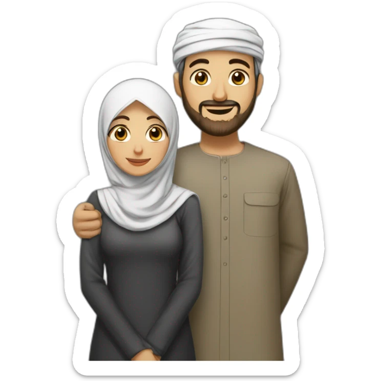 Homme avec Qamis qui fais un câlin à une femme en hijab sticker