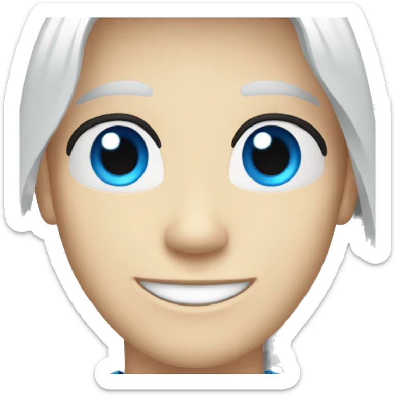 Man, blue eyes, straight black hair, bright blue eyes, white skin, caucasian, smiling, happy sticker