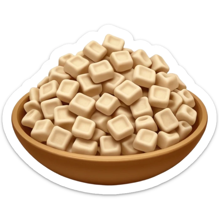 pile of uneven light beige soy protein chunks or curls, dry porous rough airy fibrous texture, resembling dehydrated plant matter, no bowl packaging or garnish, soft lighting, subtle shadows, emoji scale sticker