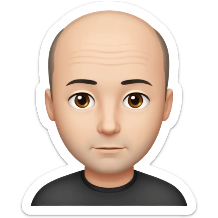 Fais un homme dégarnis sur le haut de son crâne et les cheveux noir court sur le côté sticker