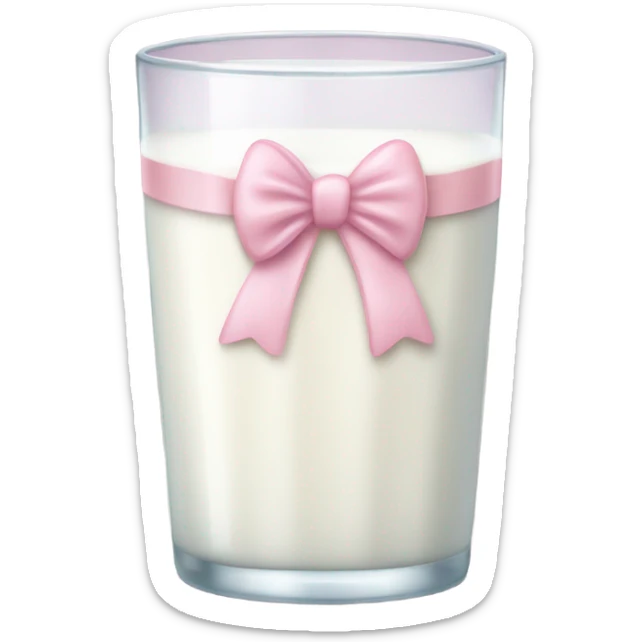 Glass of milk with a light pink bow wrapped around the glass  sticker