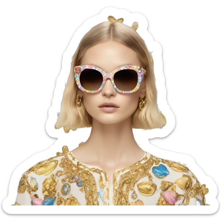 Dolce and Gabbana sunglasses with colourful pastel ornament print and golden detais  sticker